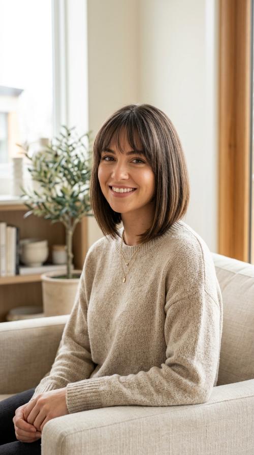 Sleek Graduated Bob with Wispy Fringe