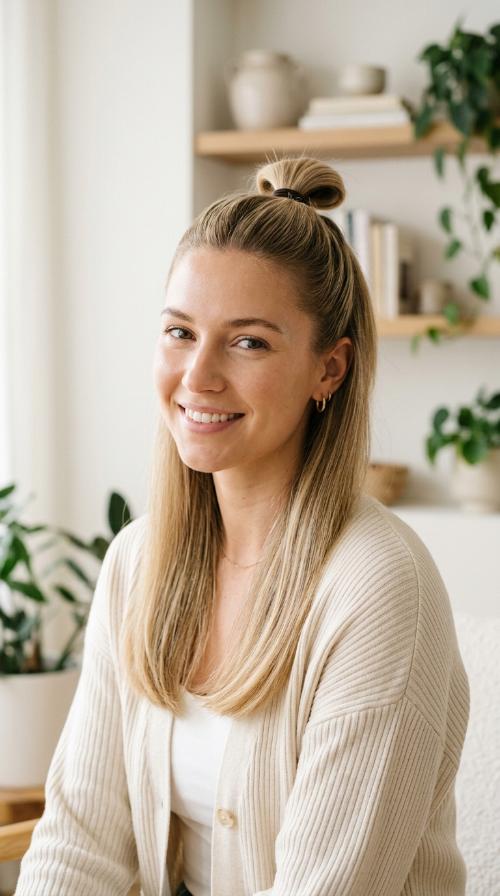 Sleek Half-Up Top Knot