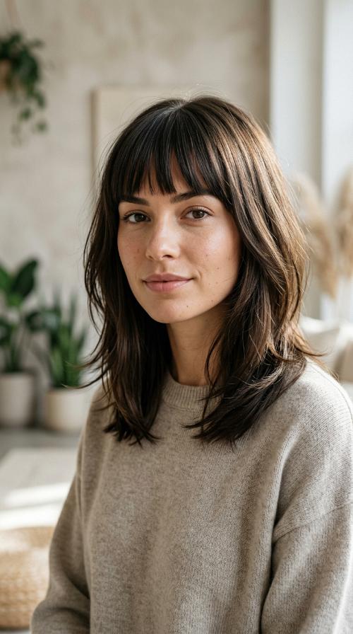 Sleek Internal Layers with Blunt Bangs
