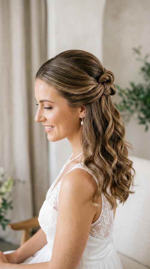 Sleek Knotted Half-Up Style