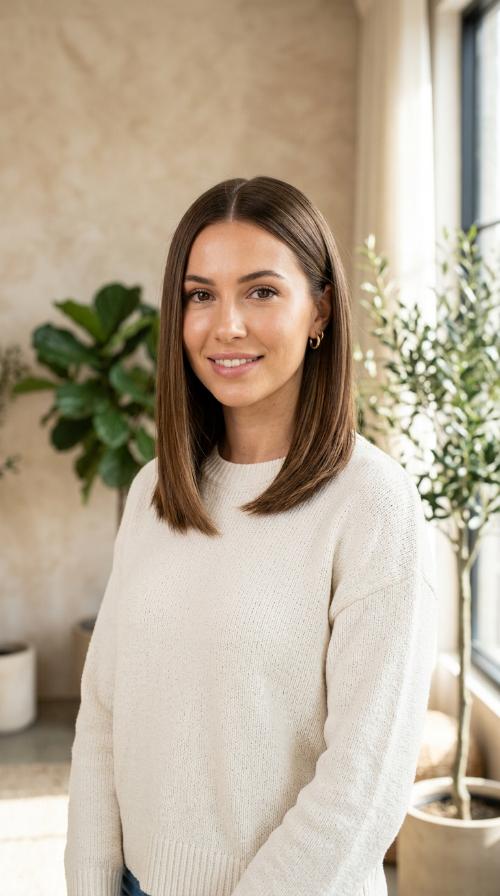 Sleek Lob with Middle Part