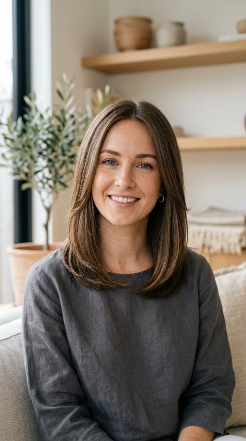 Sleek Lob with Subtle Layering