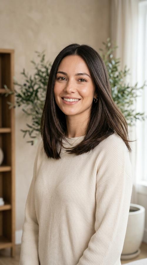 Sleek Long Bob with Minimal Face-Framing