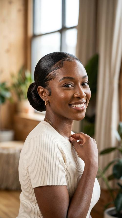 Sleek Low Bun with Laid Edges