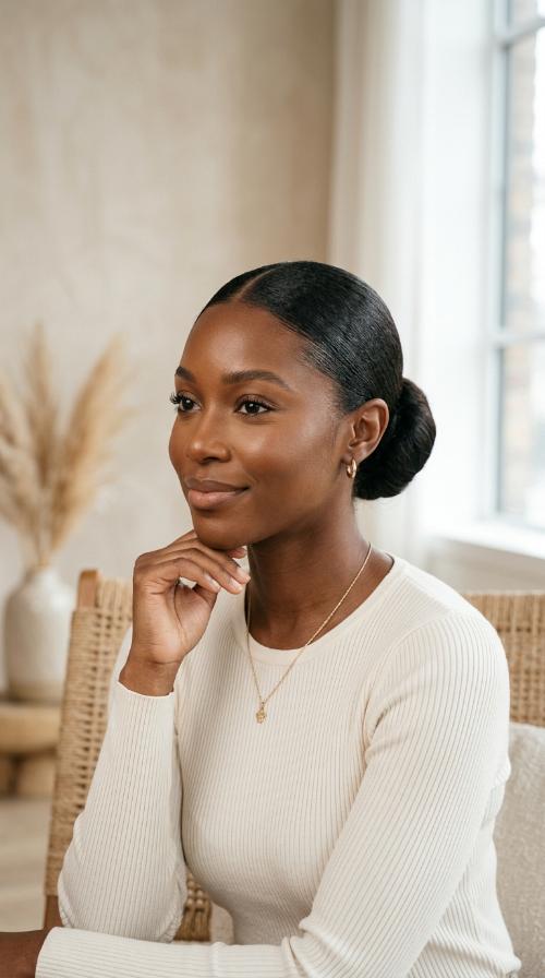Sleek Low Bun with Middle Part