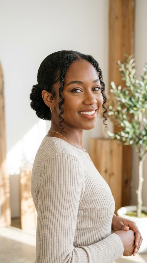 Sleek Low Bun with Tendrils