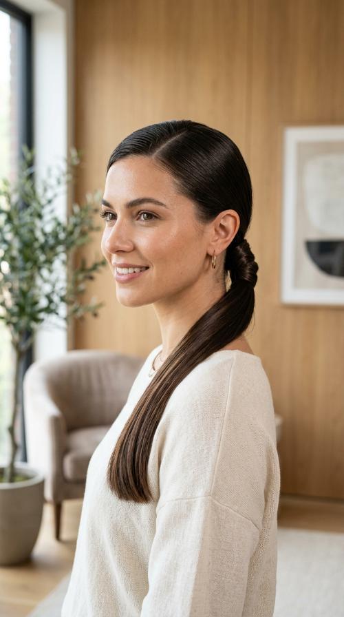 Sleek Low Ponytail with Wrap