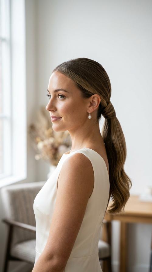Sleek Low Ponytail with Wrap