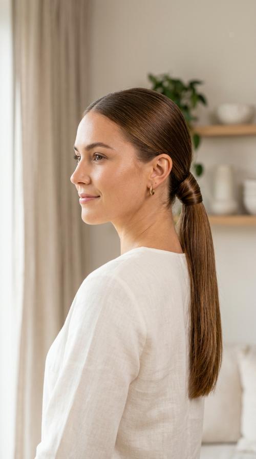 Sleek Low Ponytail with Wrap