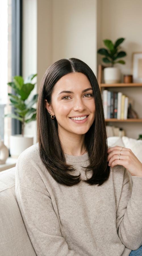 Sleek Middle Part