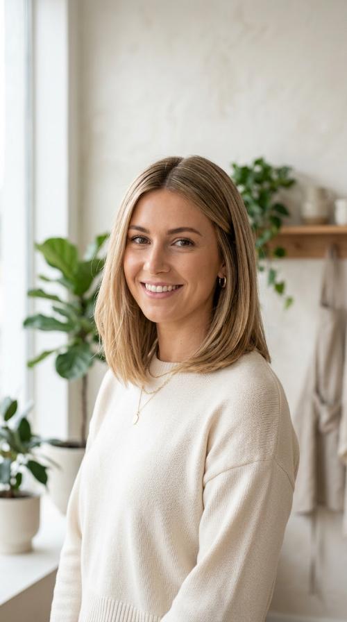 Sleek Middle-Part Lob
