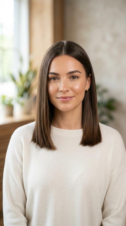 Sleek Middle Part with Blunt Ends