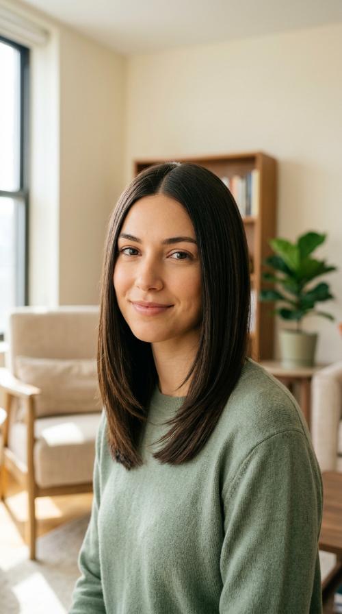 Sleek Middle-Parted Straight Hair
