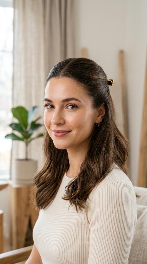Sleek Polished Barrette Look