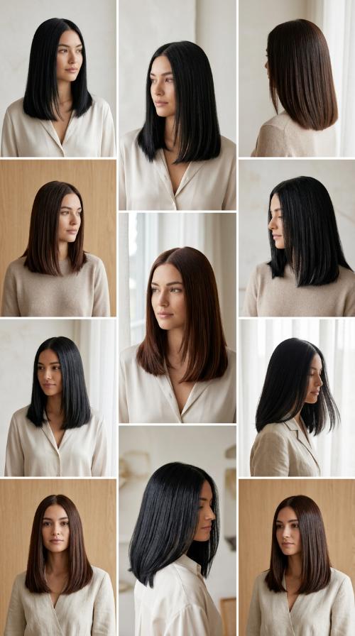 Sleek Shoulder-Length Glass Hair