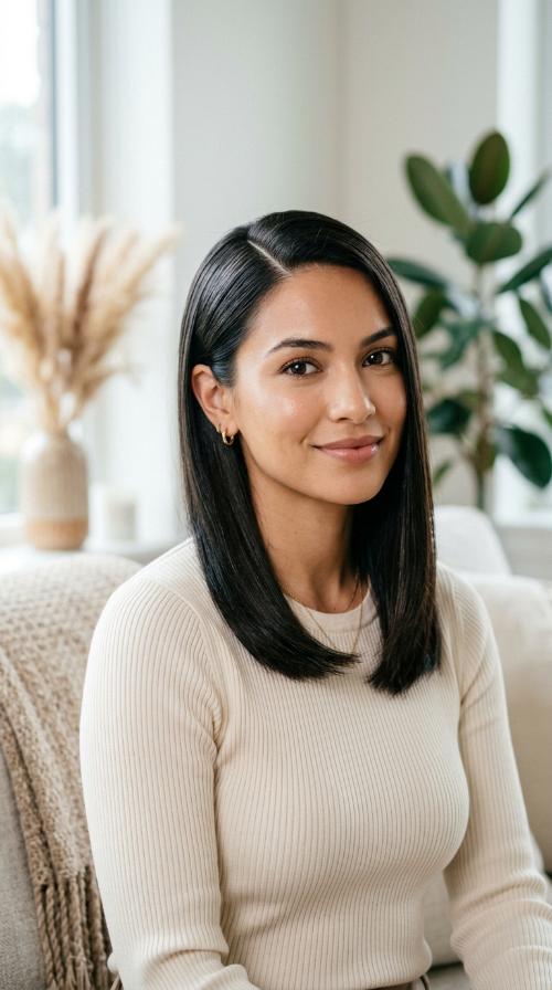 Sleek Side-Parted Glass Hair