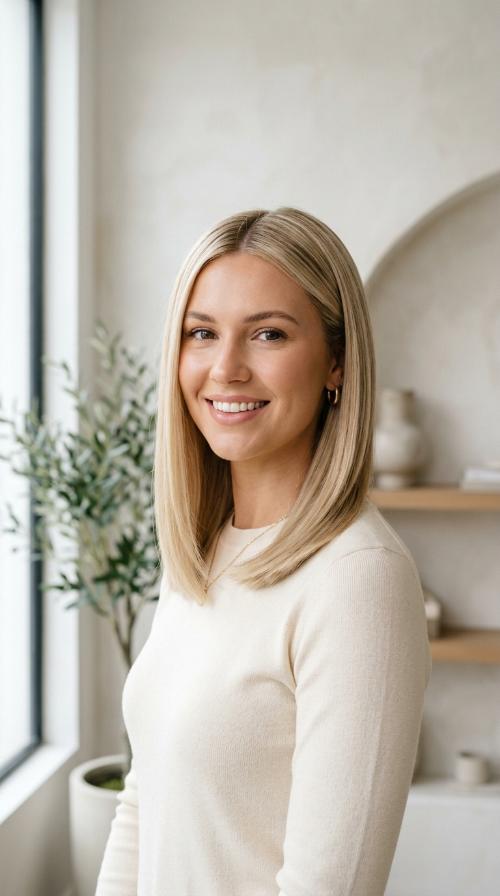 Sleek Straight Creamy Blonde