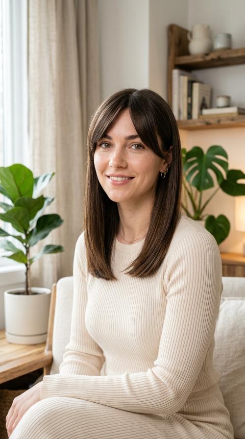Sleek Straight Cut with Angled Fringe