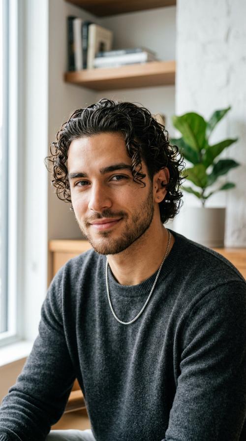 Slicked Back Mid-Length Curls