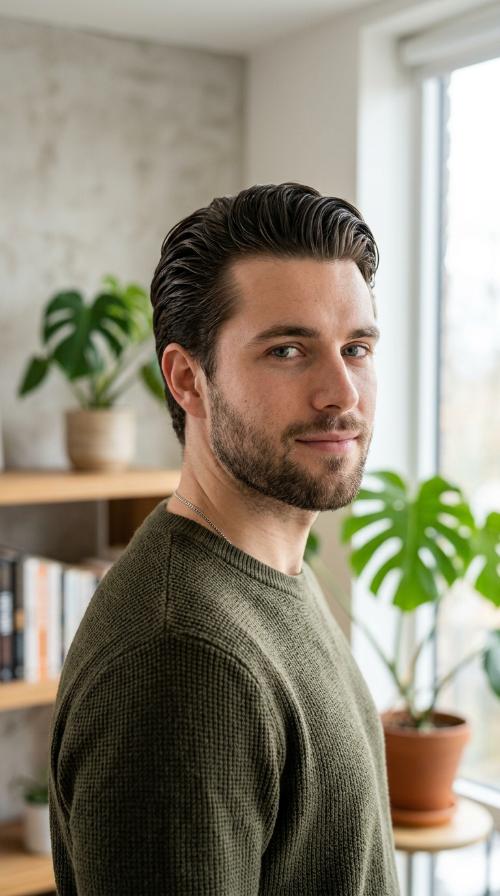 Slicked-Back Wavy Texture