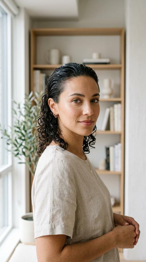 Slicked-Back Wet Look