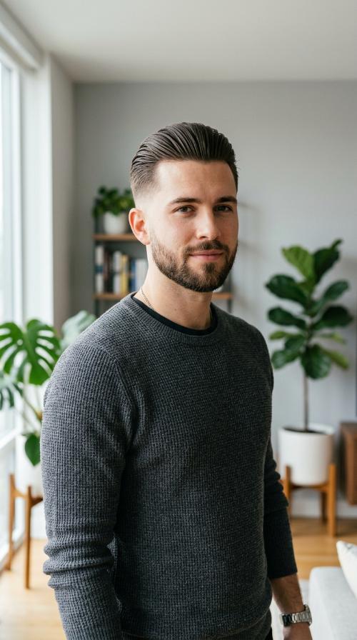 Slicked Back with Mid-Fade