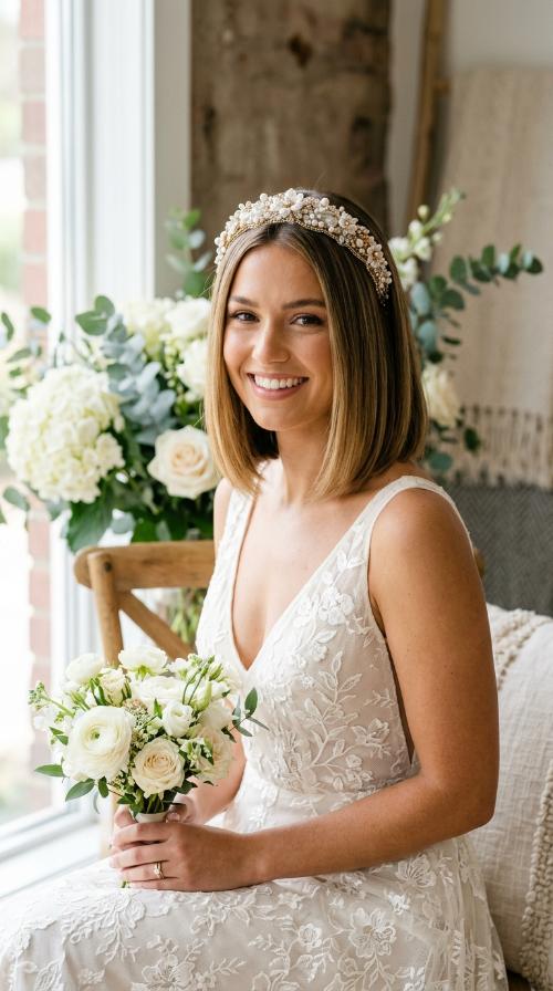 Smooth Bob with an Embellished Headband