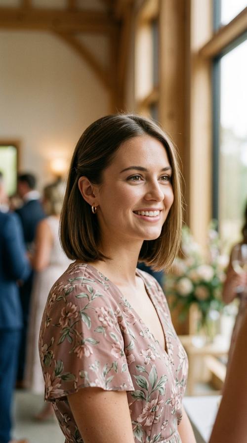 Smooth Bob with Tucked-Behind-Ear Accent