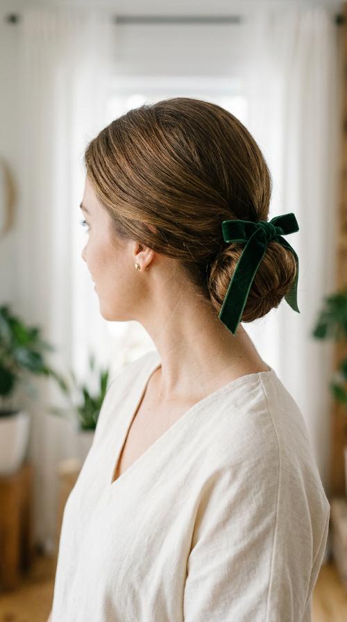 Smooth Low Knot with Velvet Ribbon