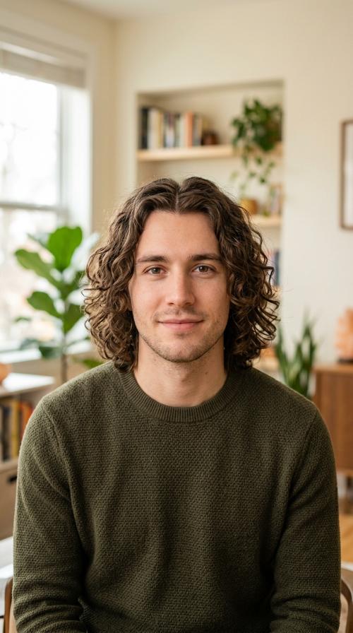 Soft Curls with Center Split