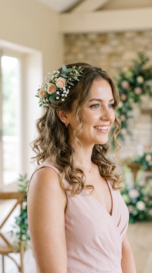 Soft Curls with Floral Accents
