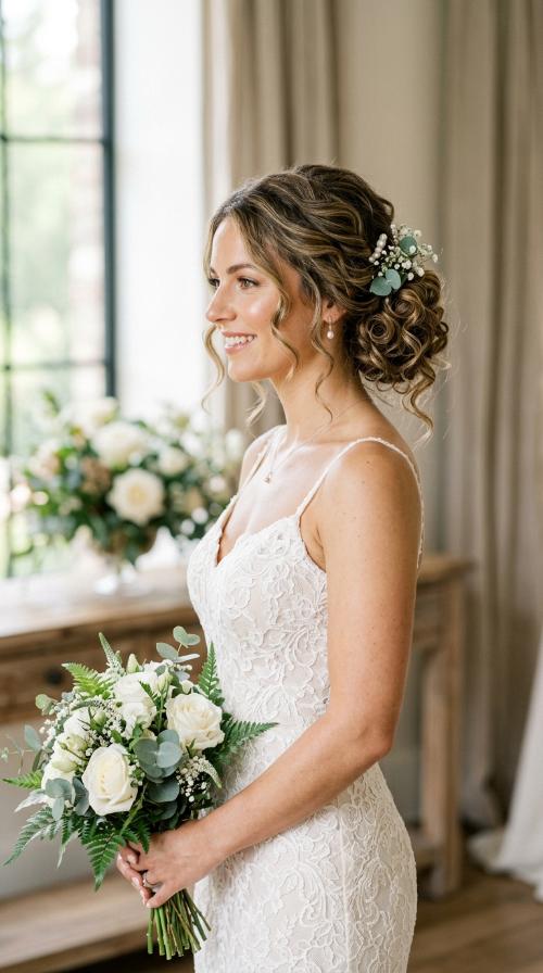 Soft Curly Side Updo