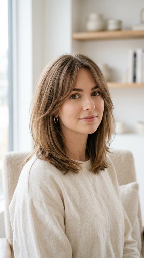 Soft Curtain Bangs with Internal Layers