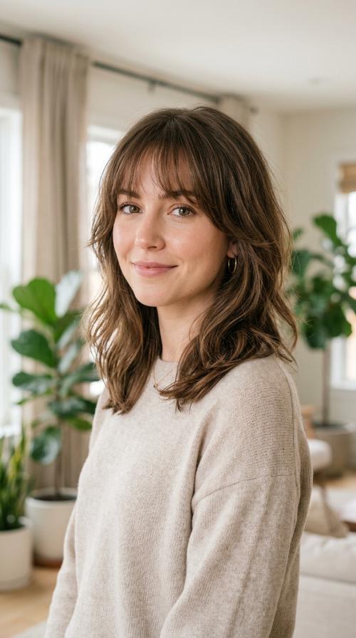 Soft Face-Framing Layers with Wispy Bangs