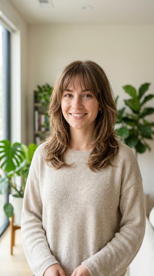 Soft Face-Framing Layers with Wispy Bangs
