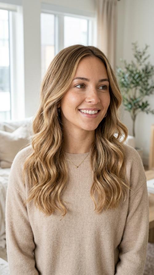 Soft Honey Balayage Waves