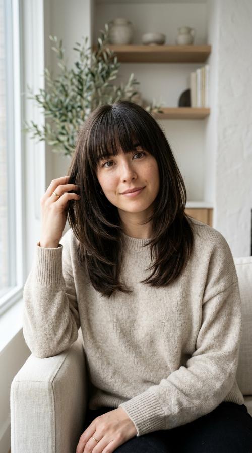 Soft Internal Layers with Heavy Straight Bangs