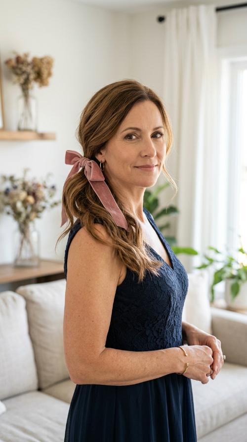 Soft Low Ponytail with Ribbon