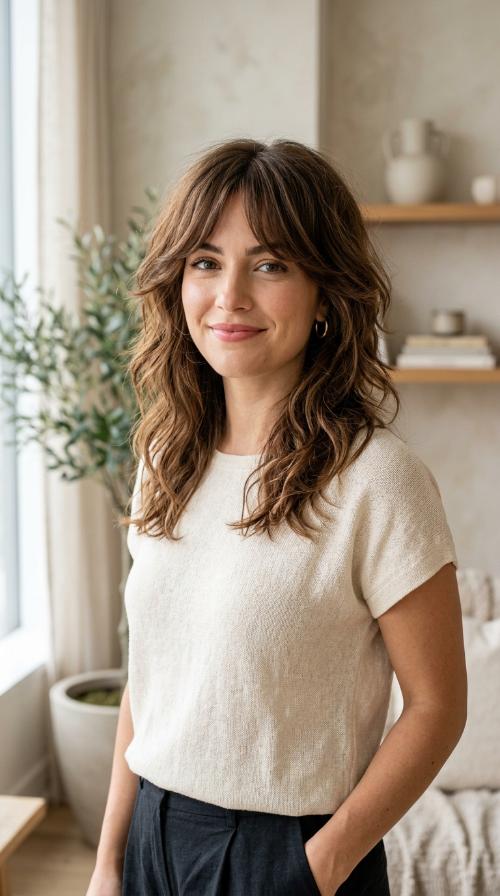Soft Modern Shag with Curtain Bangs