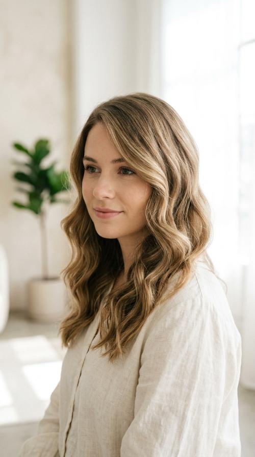 Soft Romantic Waves with Side Part