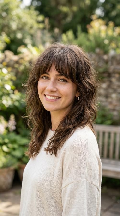 Soft Shaggy Layers with Bangs