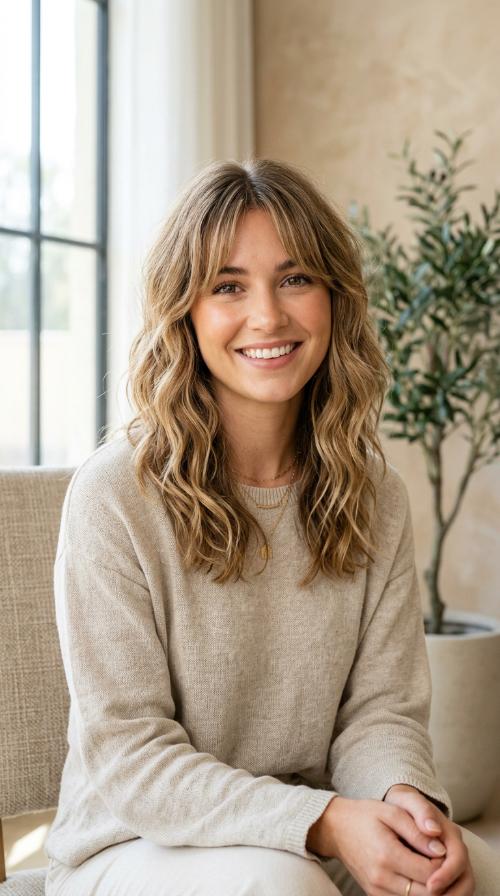 Soft Shaggy Layers with Curtain Bangs
