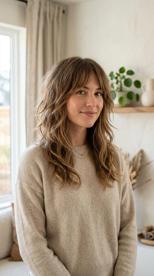 Soft Textured Curtain Bang Shag
