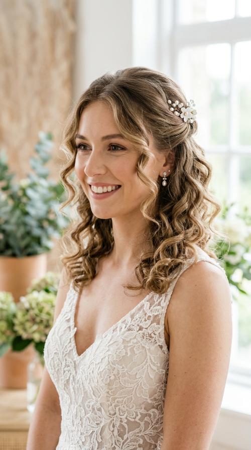 Soft Tucked-Back Romantic Curls