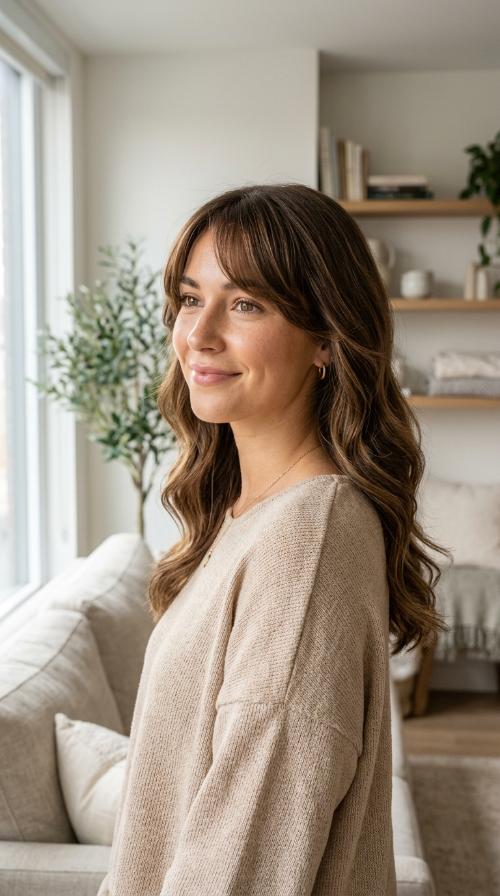 Soft Waves with Side-Swept Bangs