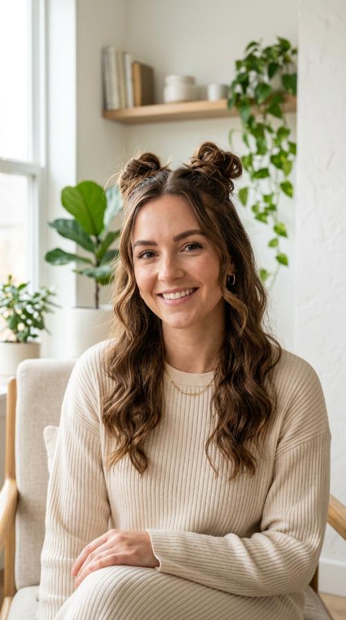 Space Bun Half-Down