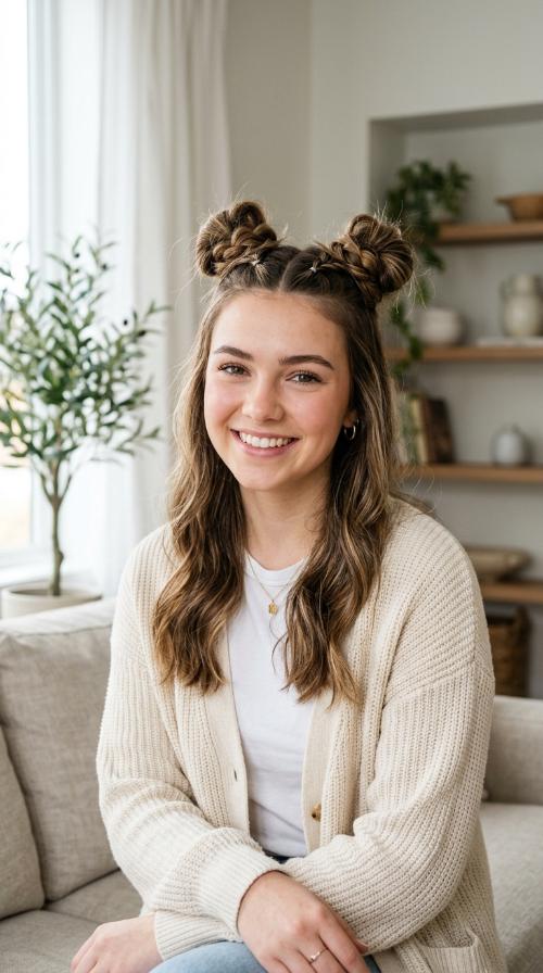 Space Bun Half-Updo