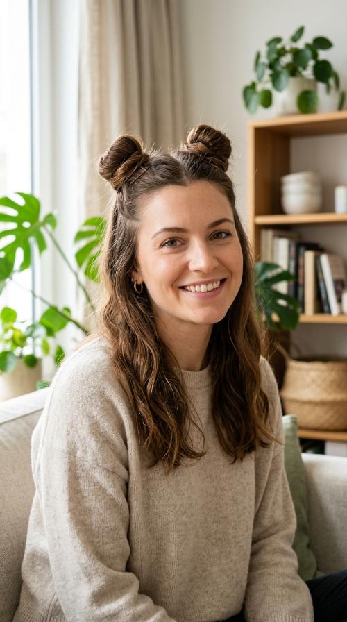 Space Bun Half-Updo