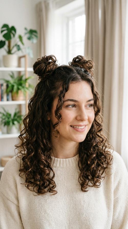 Space Bun Half-Updo