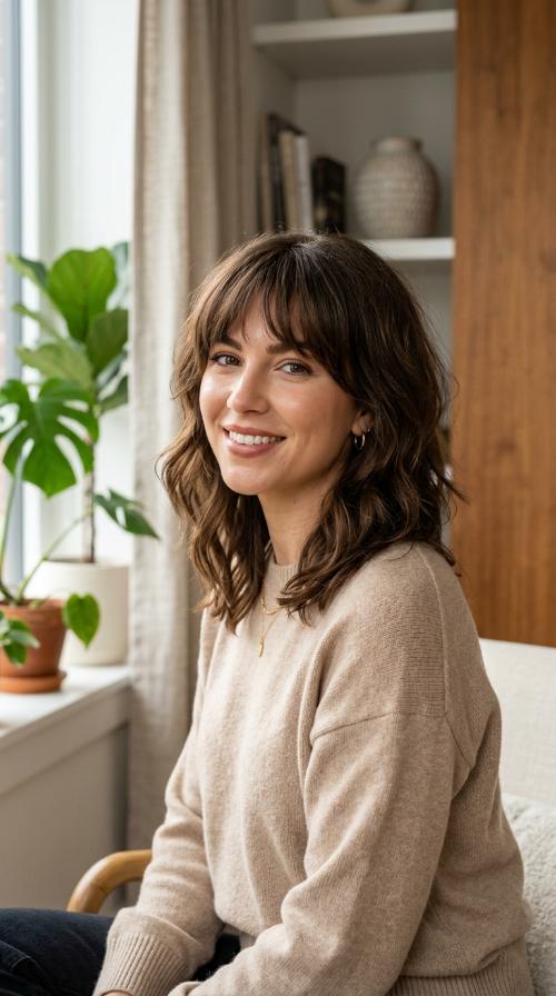 Stacked Lob with Bangs
